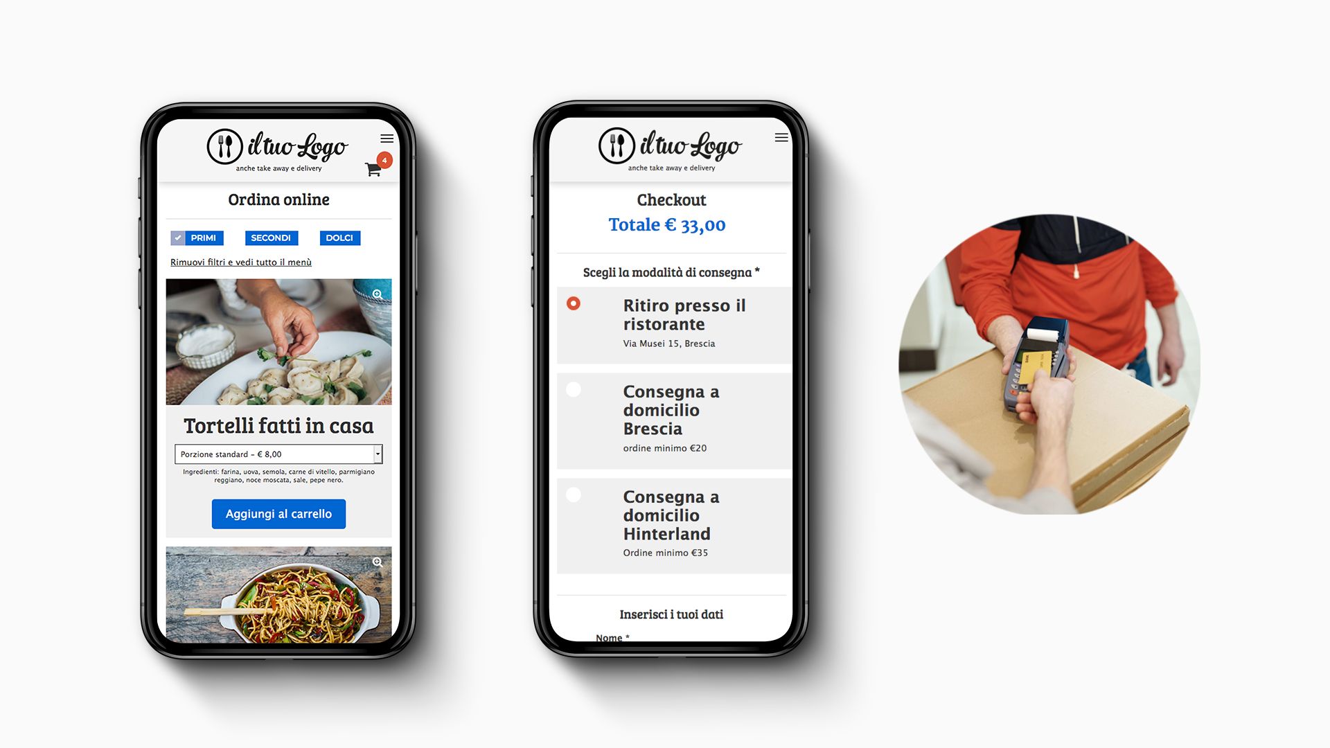 Mockup della web app Orbita Store epr la gestione degli ordini e delle consegne take-away